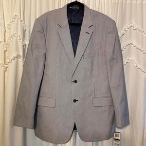 CLUB ROOM Men's X LARGE Blue Stripe Blazer Jacket 2 Button Sport Coat
